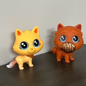 Littlest  Pet Shop Retired Figurines Yellow Cat NA1807-Orange Terrier Dog